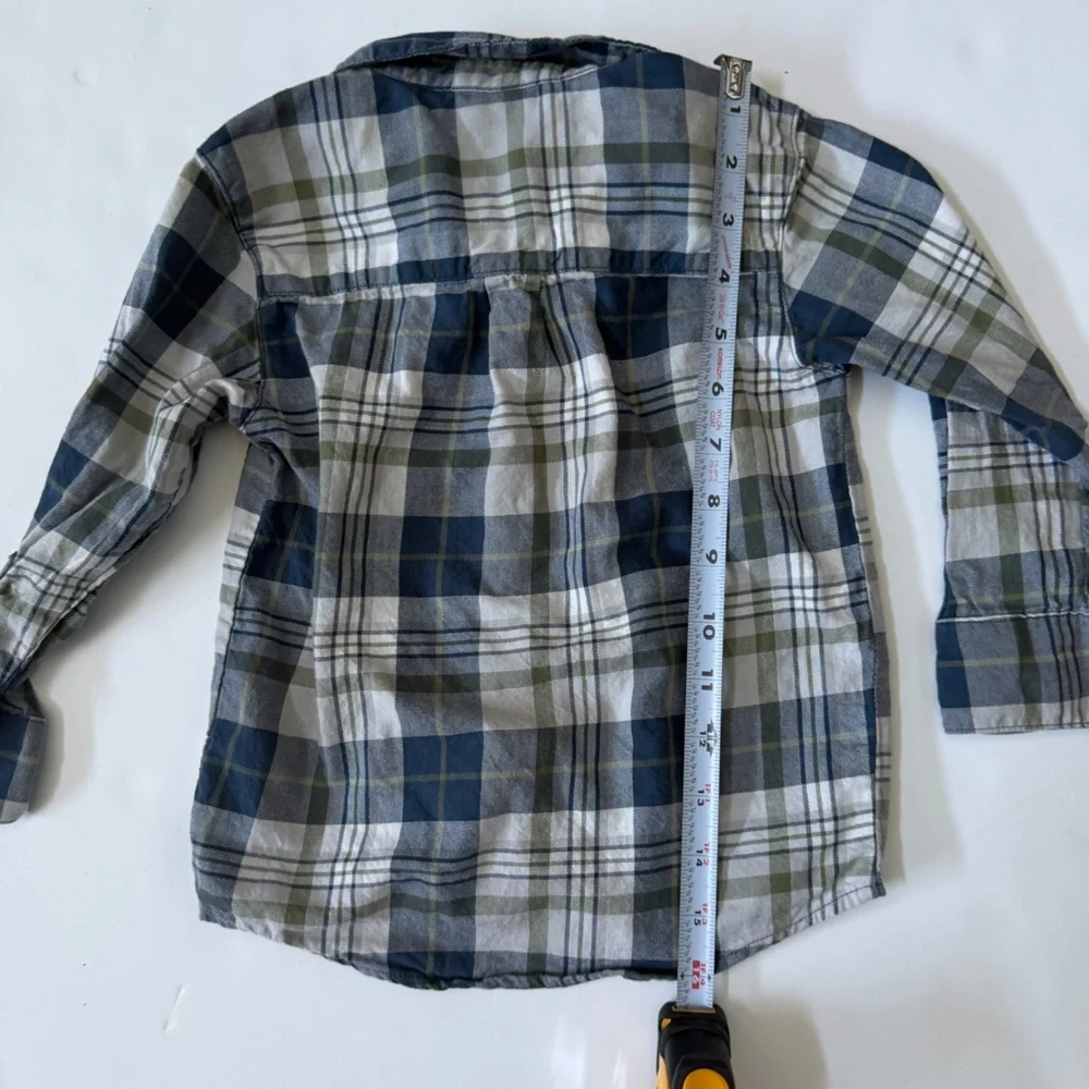 Just One You Made by Carters Plaid Blue Button-Down Flannel Toddler 3T Shirt